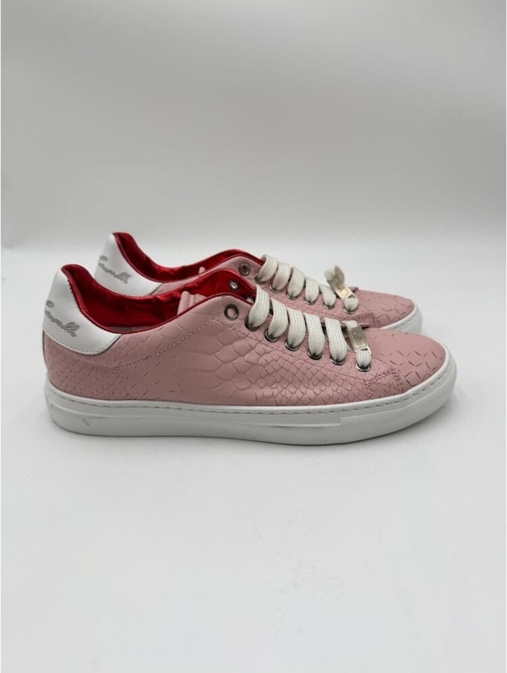 Cavalli Class Women's Textured Leather Sneakers Pink Size 37